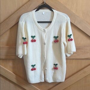 Charming Cherry Embroidered Cardigan